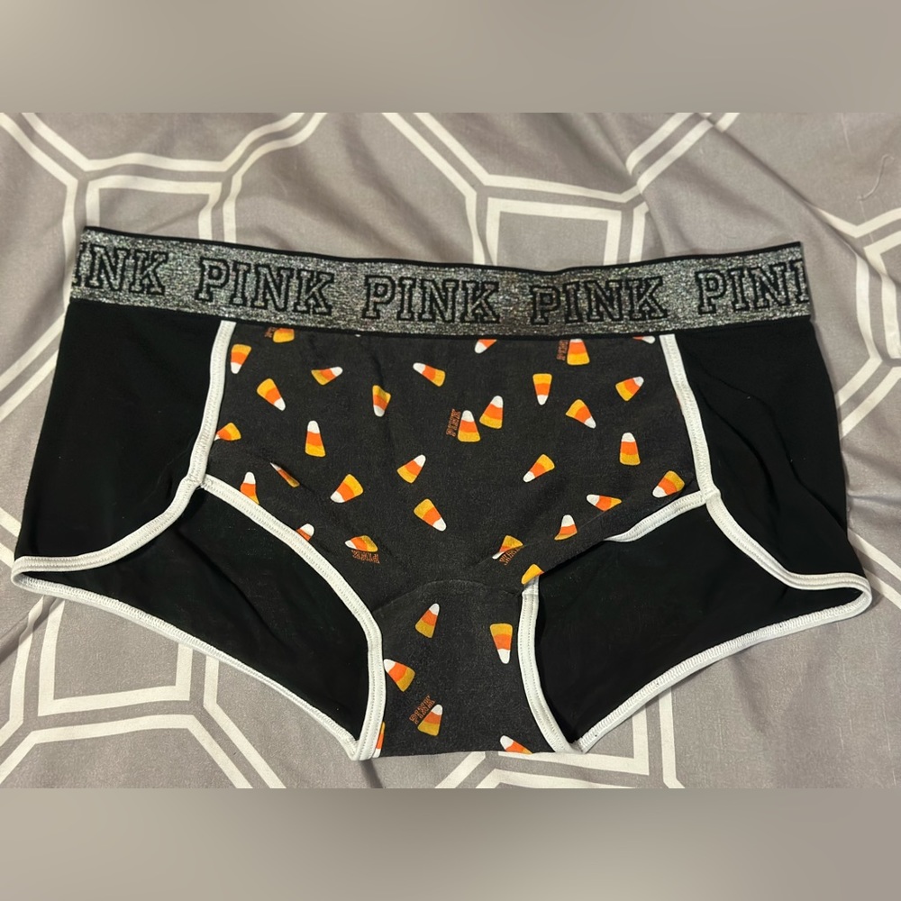 PINK Victoria's Secret Halloween Graphic Logo boyshort panty